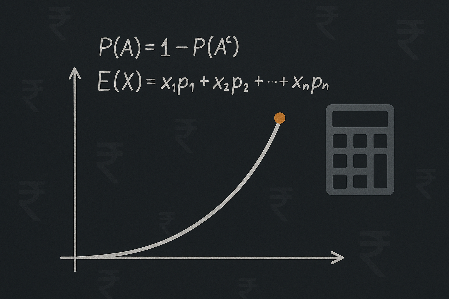 Aviator multiplier curve with expected value equations and a calculator, illustrating EV math